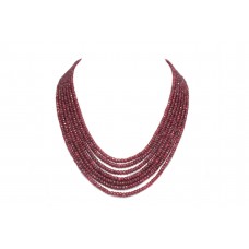 Strand Ruby Beads Natural Necklace 7 Line Gem Stone Handmade Women Bunch D401